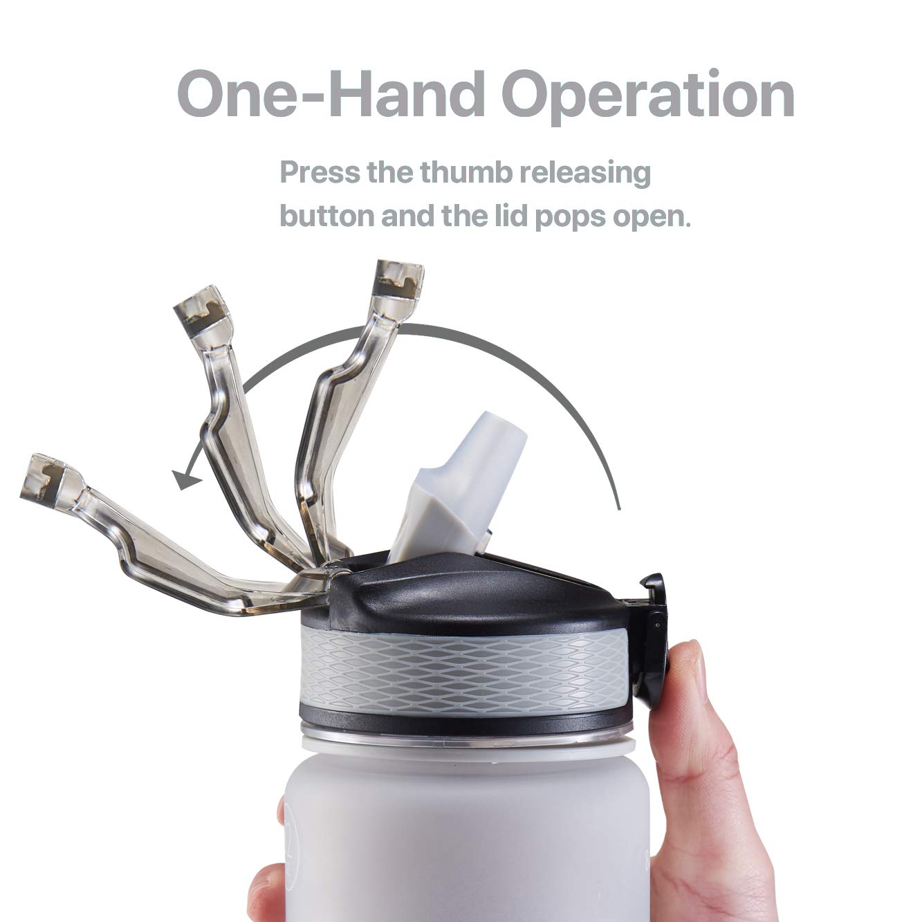 32 oz Water Bottle with Time Marker, Carry Strap, Leak-Proof Tritan BPA-Free, Ensure You Drink Enough Water for Fitness, Gym, Camping, Outdoor Sports (Black/Gray Gradient)