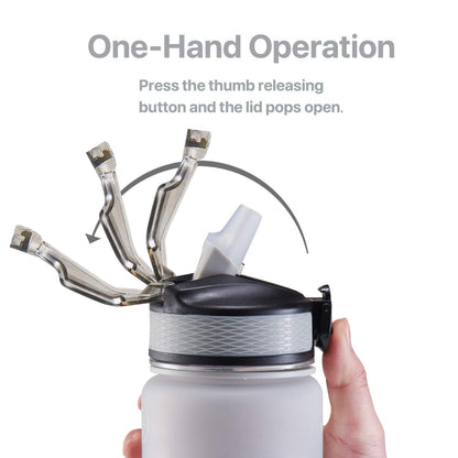 32 oz Water Bottle with Time Marker, Carry Strap, Leak-Proof Tritan BPA-Free, Ensure You Drink Enough Water for Fitness, Gym, Camping, Outdoor Sports (Black/Gray Gradient)