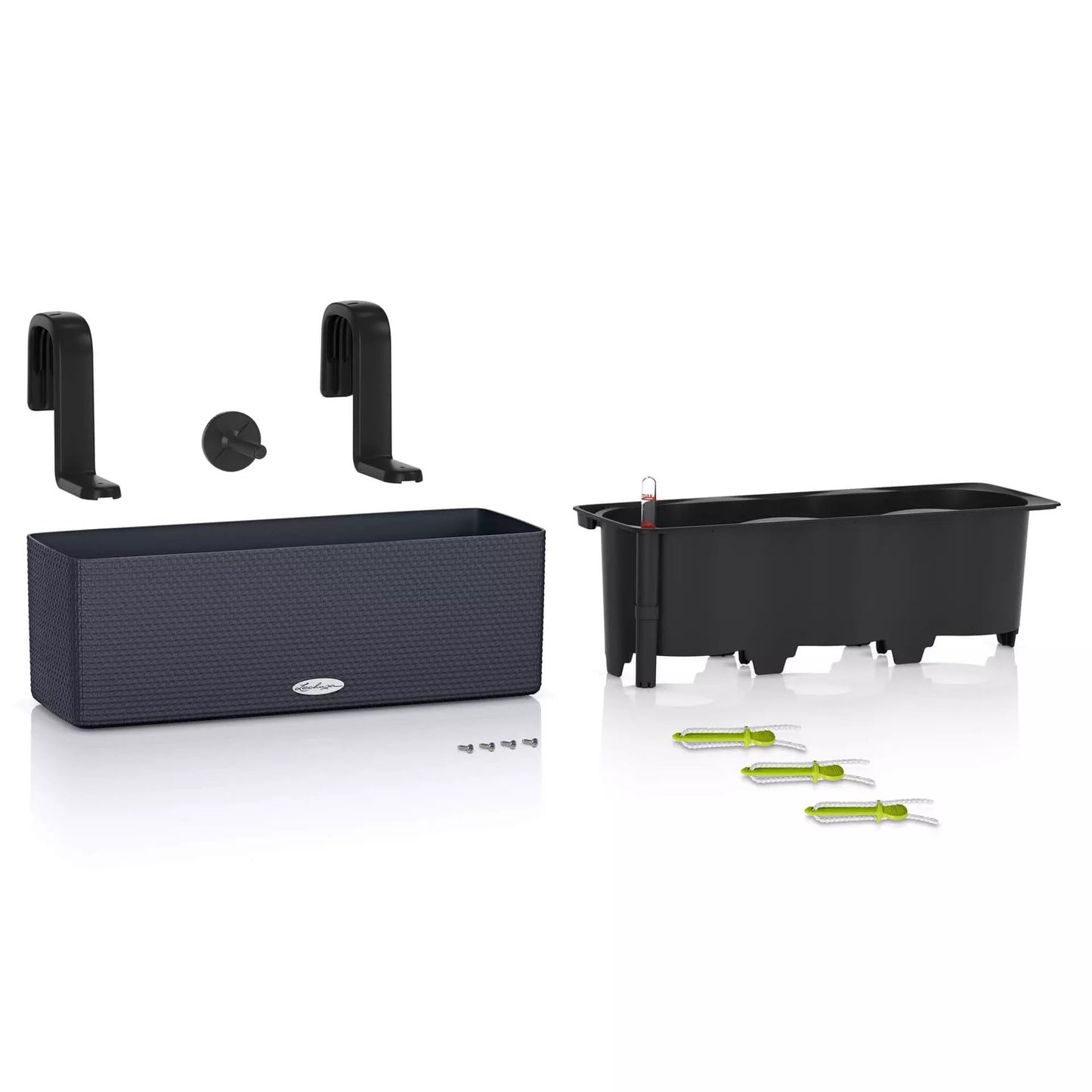 Lechuza Cube Color Triple Self Watering Plant Pot, Slate, 40 cm Diameterx 14 cm Width x 13.5 cm Height