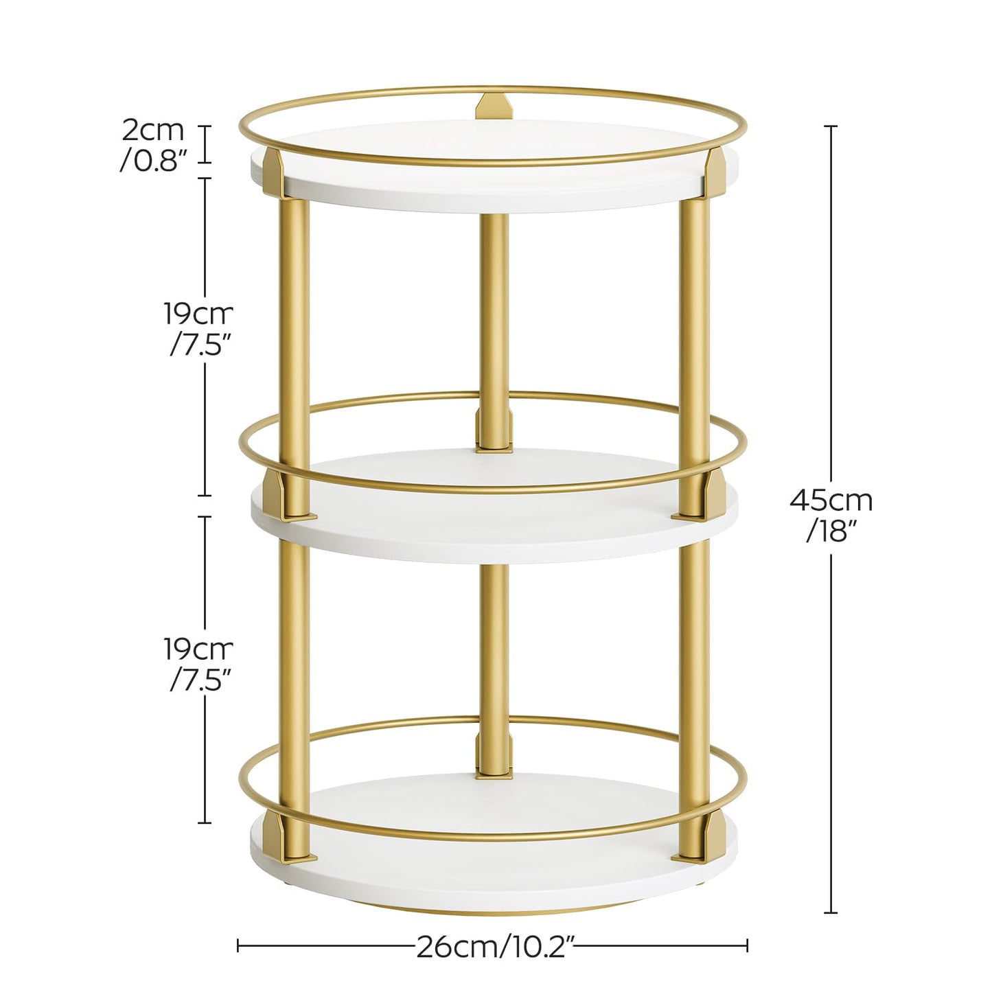 3-Tier Lazy Susan Organizer, Rotating Spice Rack, Spinning Organizer, Industrial Turntable Spice Rack Organizer for Cabinet, Kitchen Countertop, Pantry, Rustic Brown and Black SR23BR