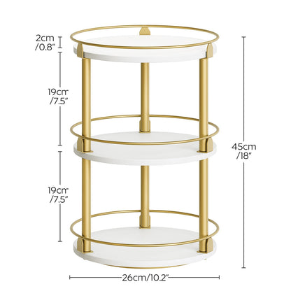 3-Tier Lazy Susan Organizer, Rotating Spice Rack, Spinning Organizer, Industrial Turntable Spice Rack Organizer for Cabinet, Kitchen Countertop, Pantry, Rustic Brown and Black SR23BR