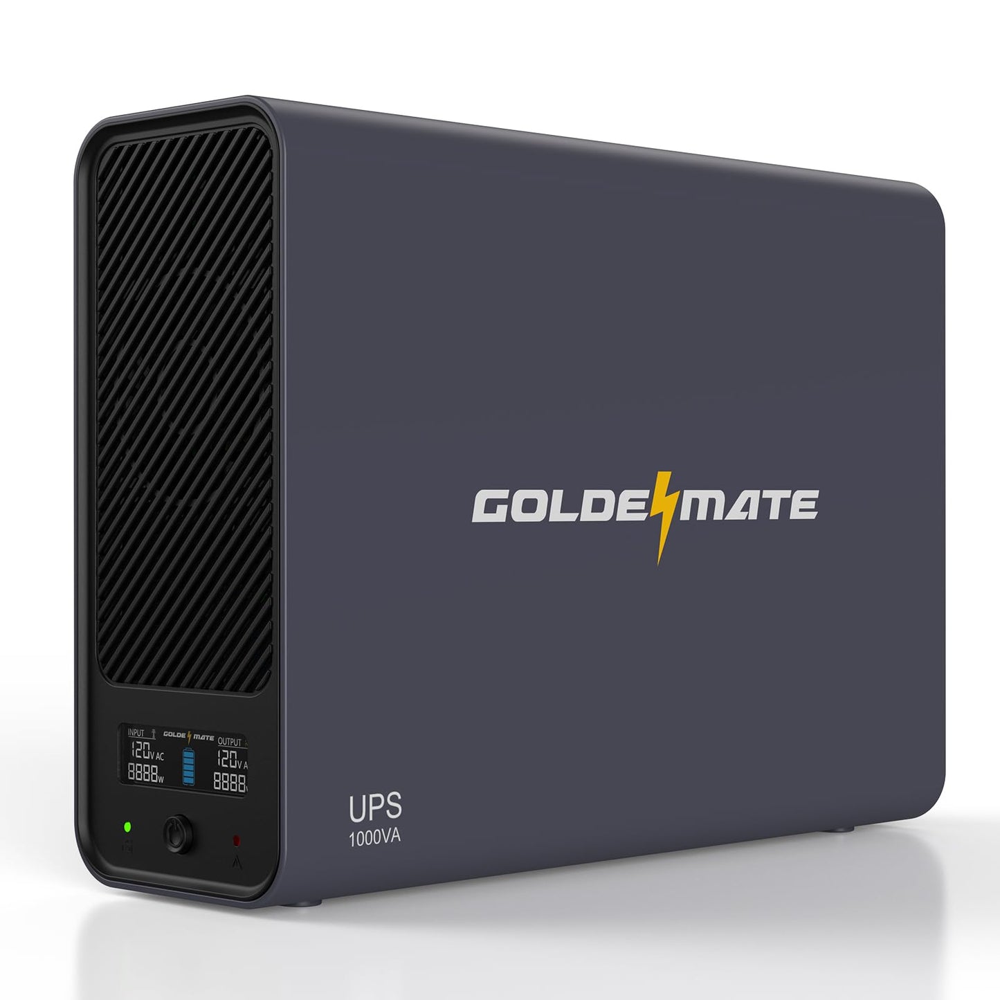 GOLDENMATE 1000VA/800W Lithium UPS Battery Backup & Surge Protector, Backup Battery Power Supply with LiFePO4 Batteries(230.4 Wh), Sinewave UPS System, 10 Years Lifespan, 8 Ports, LCD Display, Gray