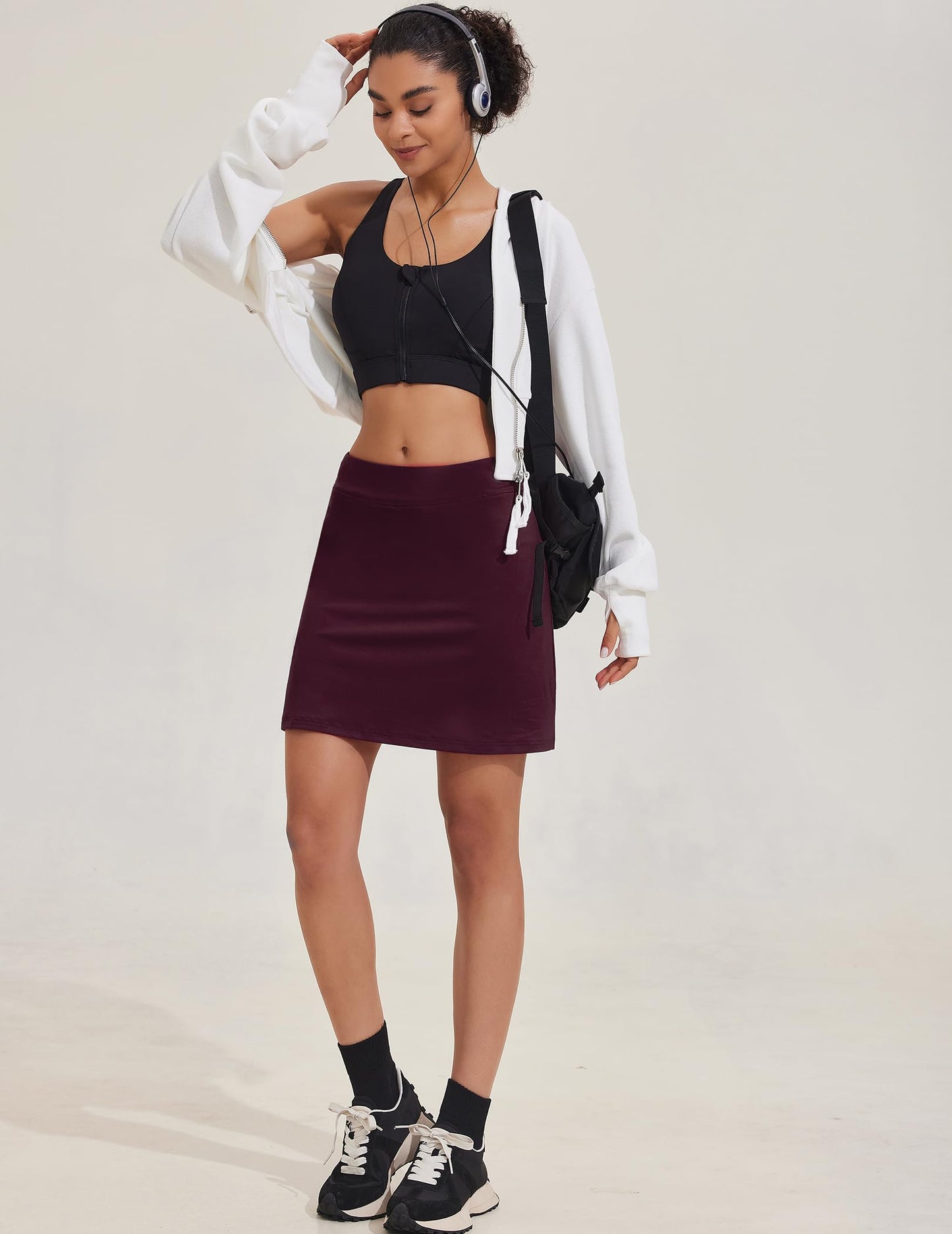 Ekouaer Sport Fitness Skorts with Underneath Lightweight Skirts for Women Workout Red S