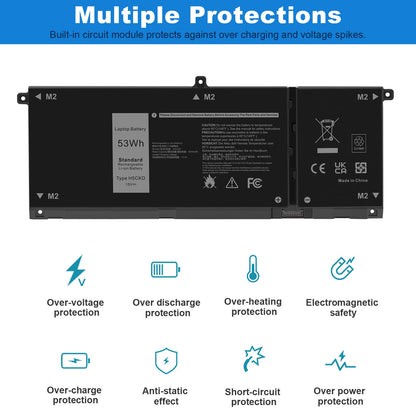 53Wh H5CKD Battery for Dell Vostro 5300 5301 5401 5501 5402 Latitude 3410 3510 Inspiron 5300 5401 5408 5409 5501 5508 5400 5406 5509 7405 7300 7500 2-in-1 Silver Edition 7T8CD TXD03 0H5CKD JK6Y6