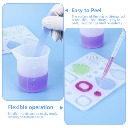 KISREL Silicone Measuring Cup for Resin, Resins Supplies with 600ML+250ML+ 100ML Cups, Resin Mixing Cups, Silicone Stir Sticks, Epoxy Mixing Cup