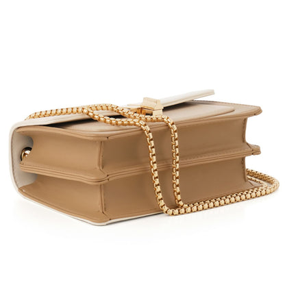 Crossbody Bags Cute Faux Leather Trendy Cross Body Purses for Women Small Color-Block Designer Handbags Ladies Satchel Chain Strap Shoulder Bag Beige White