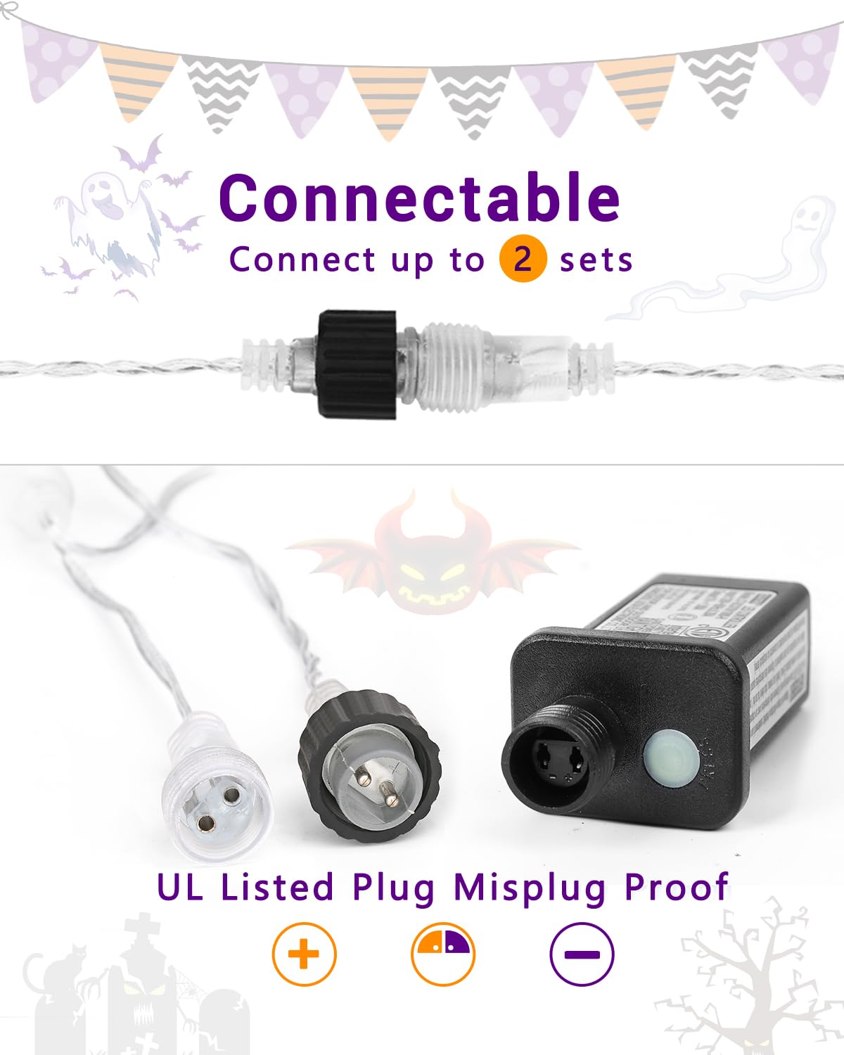 Halloween Lights Outdoor 20 Tubes 480 LED Raindrop Meteor Shower Icicle Lights with Timer Function Cascading Light Falling Rain Light for Halloween Orange Purple