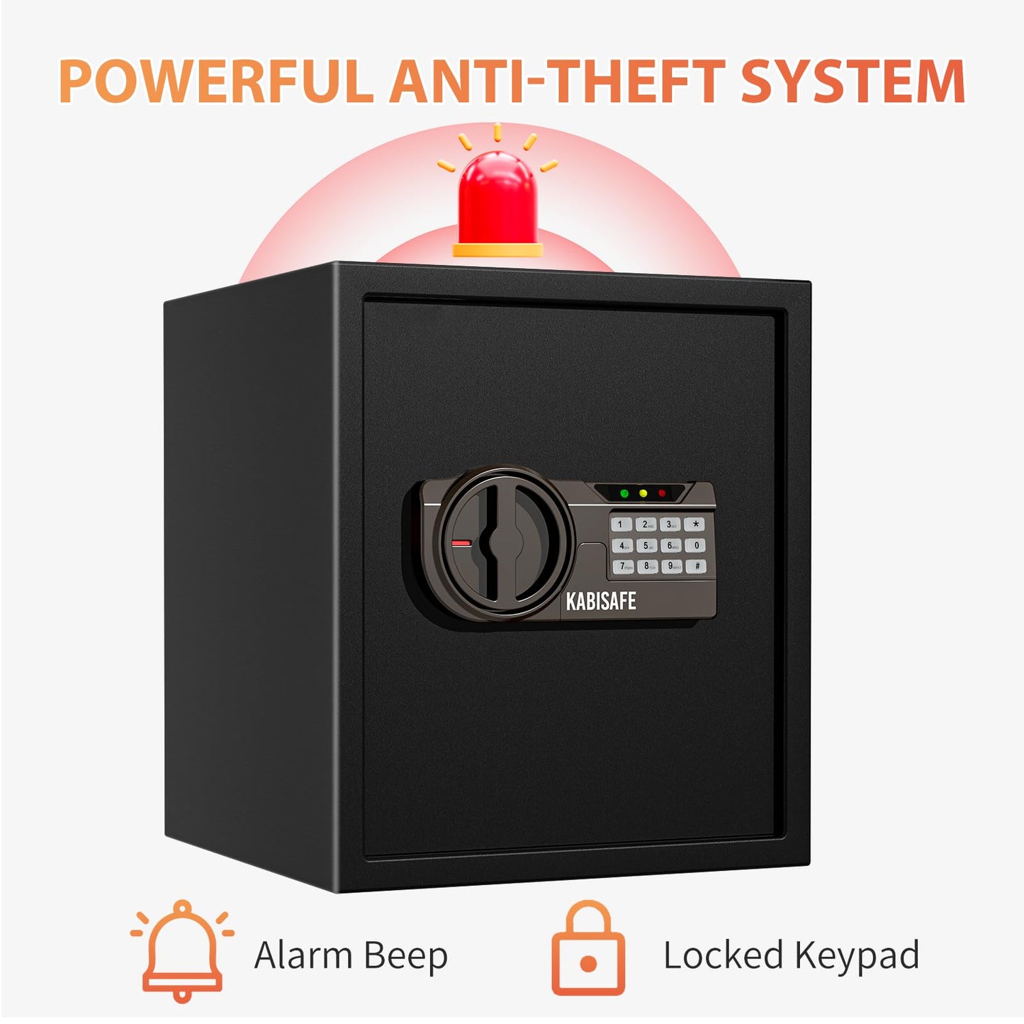 KABISAFE Safe Box, 2.0 Cubic Ft Safe Anti-Theft with Digital Keypad Security Key Lock Sensor Light for Home Hotel Office Document Jewelry Money Storage Safety Box