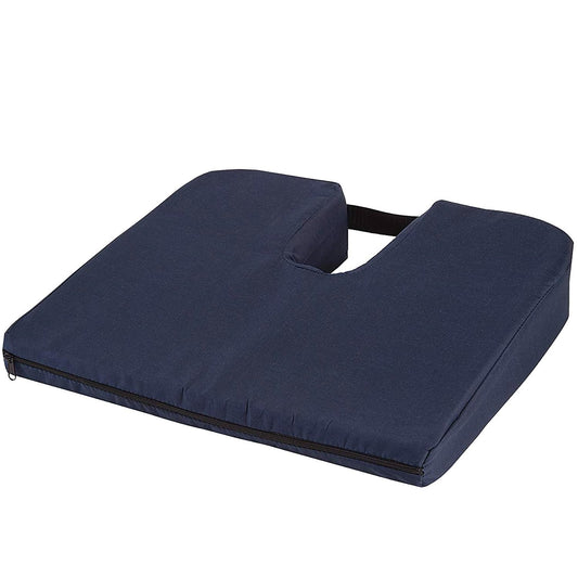 DMI Gradual Slope Seat Cushion for Coccyx, Sciatica and Tailbone Pain Used With Dining Room Chairs, Desk Chairs, Car Seats or Wheelchair Cushions, Machine Washable-Cover, 15 Inch, Navy