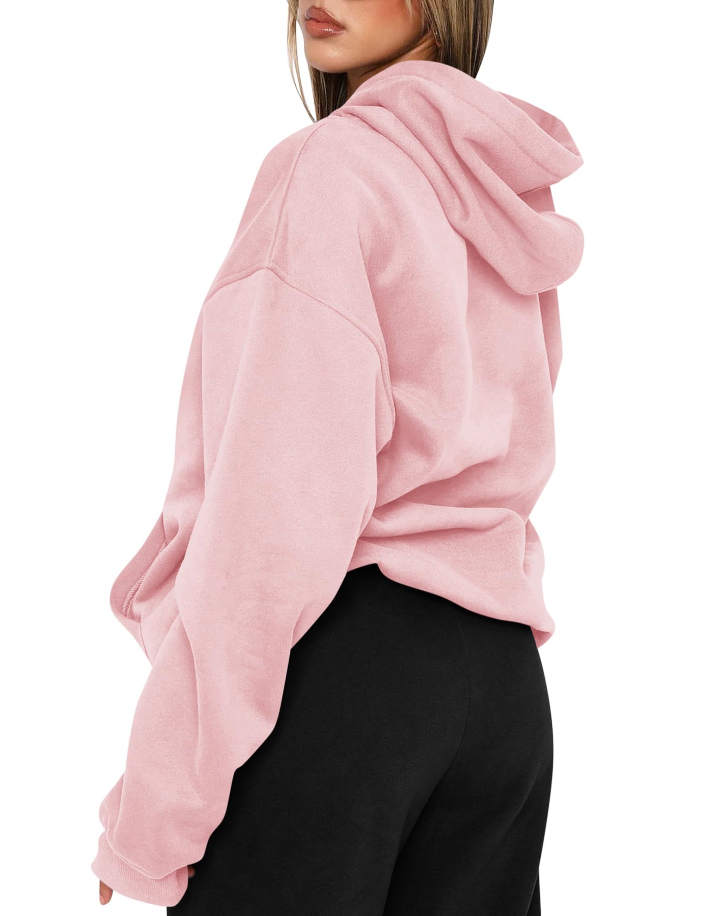 TICTICMIMI Women's Hoodies Sweatshirts Cute Long Sleeve Tops Loose Fleece Pullover Shirts with Pocket Pink
