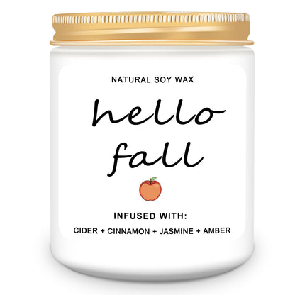 Homsolver Fall Decor Candles, Cider, Cinnamon, Jasmine, Amber Autumn Decorations Scented Candles for Home, 50 Hour Burn Time, Hello Fall Candle