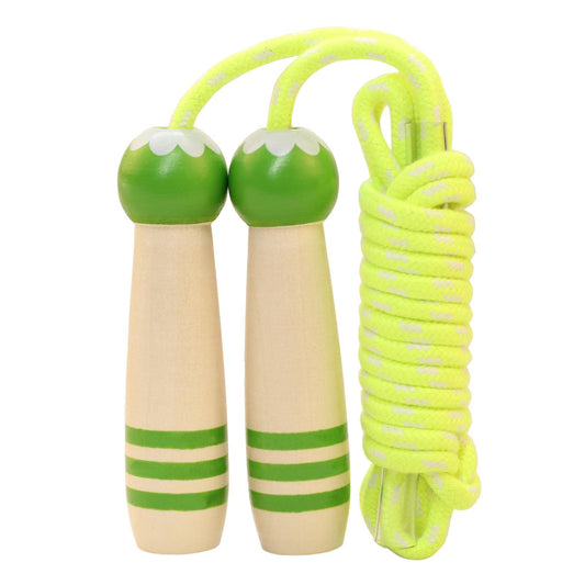 Jump Rope Kids, 7ft Adjustable Cotton Skipping Rope with Wooden Handle for Boys and Girls Fitness Outdoor Exercise (Green)