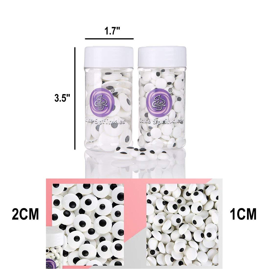 GEORLD Halloween Eyeballs Sprinkles 2 Bottle Candy Edible Eyeballs Eyes Cake Cupcake Toppers Cookie Dessert Decorations,6.9 Ounce,Two Size Mixed