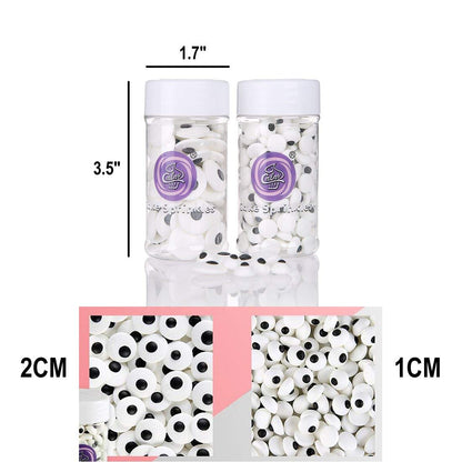 GEORLD Halloween Eyeballs Sprinkles 2 Bottle Candy Edible Eyeballs Eyes Cake Cupcake Toppers Cookie Dessert Decorations,6.9 Ounce,Two Size Mixed