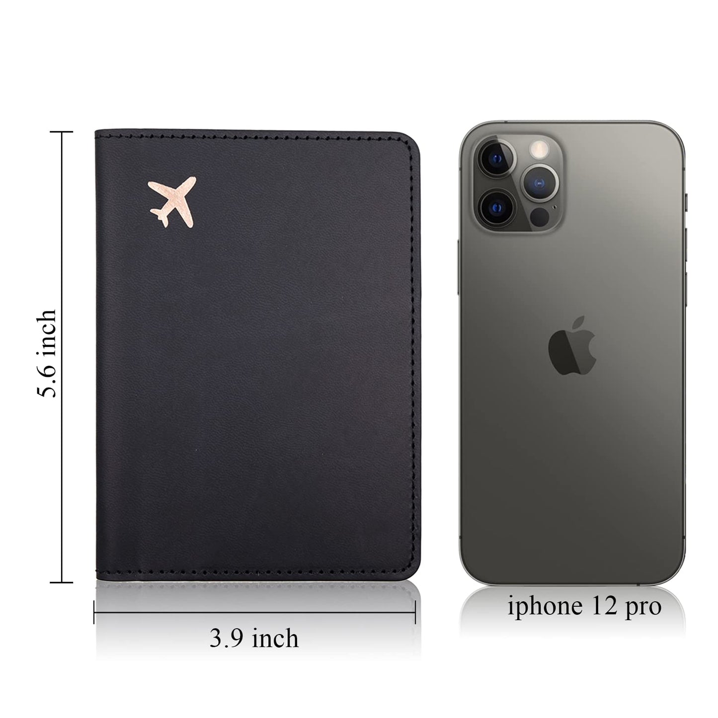 Deziliao Passport Holder,Passport Holder Card Slots, Passport and Vaccine Card Holder Combo, Cute Passport cover for Women and Men, with Waterproof Rfid Blocking, Passport Travel Wallet(Black)