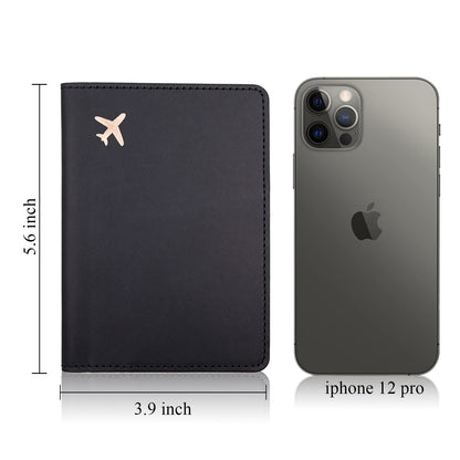 Deziliao Passport Holder,Passport Holder Card Slots, Passport and Vaccine Card Holder Combo, Cute Passport cover for Women and Men, with Waterproof Rfid Blocking, Passport Travel Wallet(Black)