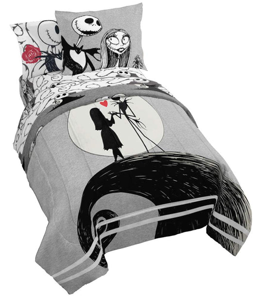 Jay Franco Disney Nightmare Before Christmas Moonlight 7 Piece Full Bed Set - Includes Reversible Comforter & Sheet Set - Features Jack Skellington and Sally - Super Soft Microfiber