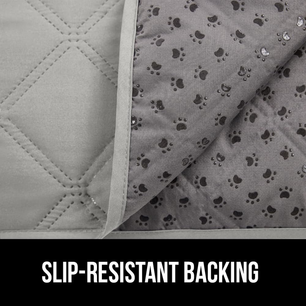 GORILLA GRIP Waterproof Dog Blanket, 82x102 Couch Cover for Dogs Washable, Protects Sofa, Furniture, Crate, Car, RV Essentials Pet Supplies, Tear and Slip Resistant Leakproof Cushion Cover, Light Gray