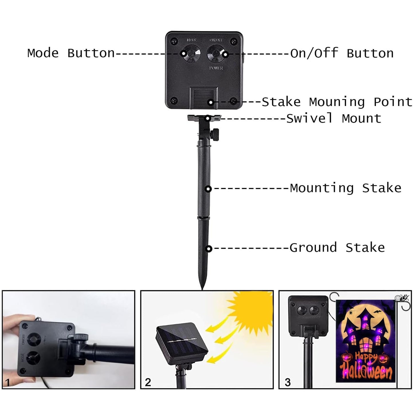 Happy Halloween Garden Flag LED Lighted Vertical Double Sided Garden Flag Halloween Castle Holiday Farmhouse Outdoor Yard Lawn Decoration 12.5 x 18 Inch