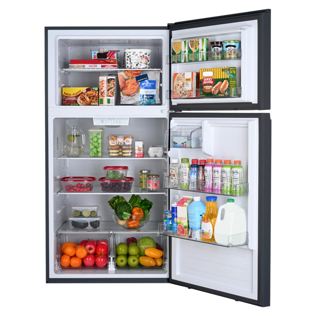 Kenmore 33 in. 20.5 cu. ft. Capacity Refrigerator/Freezer with Full-Width Adjustable Glass Shelving, Humidity Control Crispers, ENERGY STAR Certified, Black