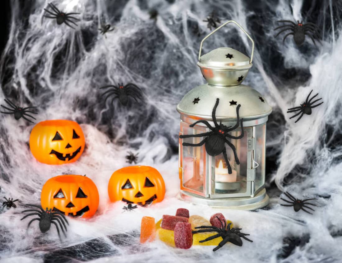 kockuu 46pcs Realistic Plastic Spider Toys Fake Spider Prank Prop Joke Spiders and Spider Rings for Halloween Party Decorations Gift Party Favors Trick Toys Kids Toddlers April Fool's Day Prank Gifts