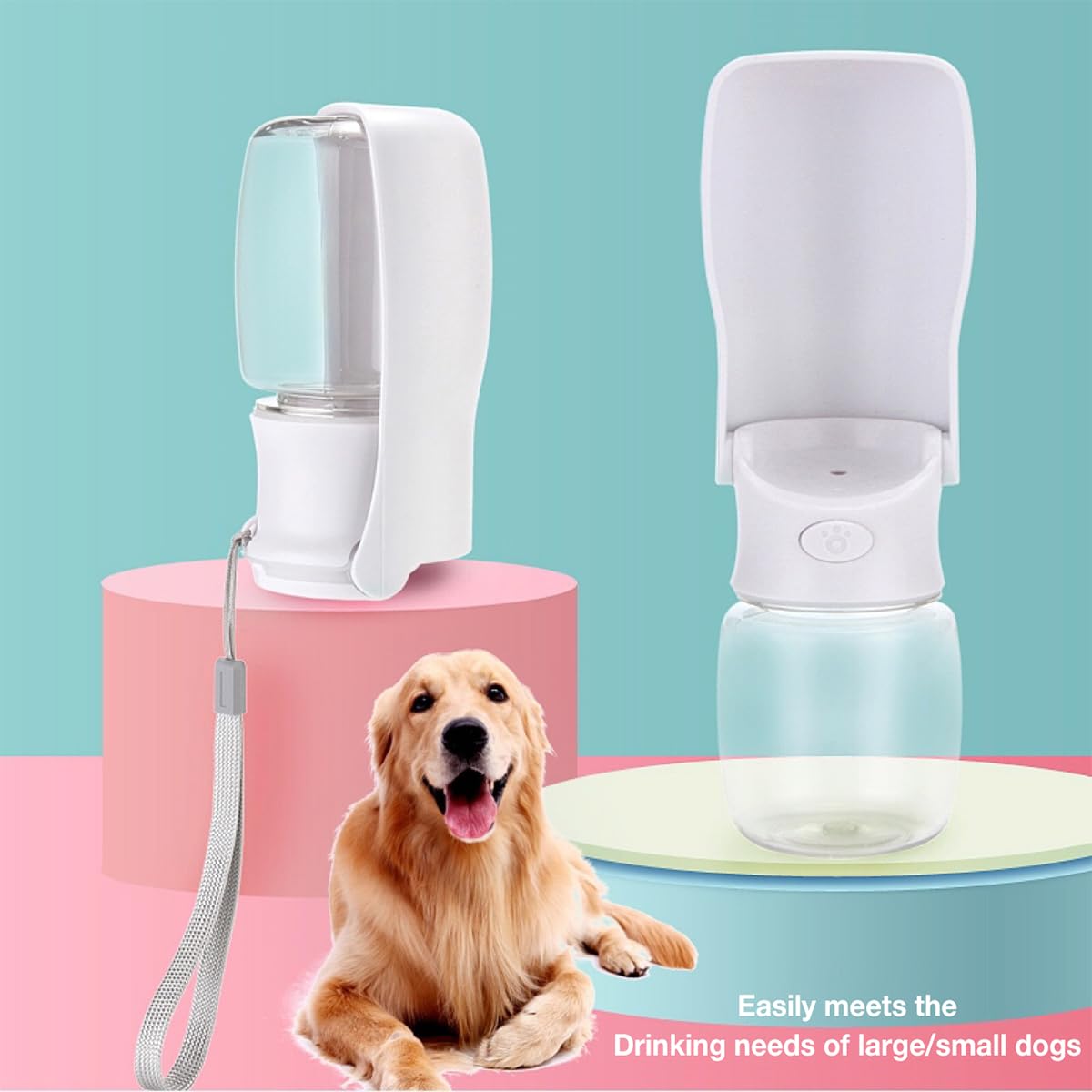 Foldable Portable Dog Water Bottle - Pet Water Dispenser for Outdoor Walking, Hiking, and Travel - 12 OZ Capacity