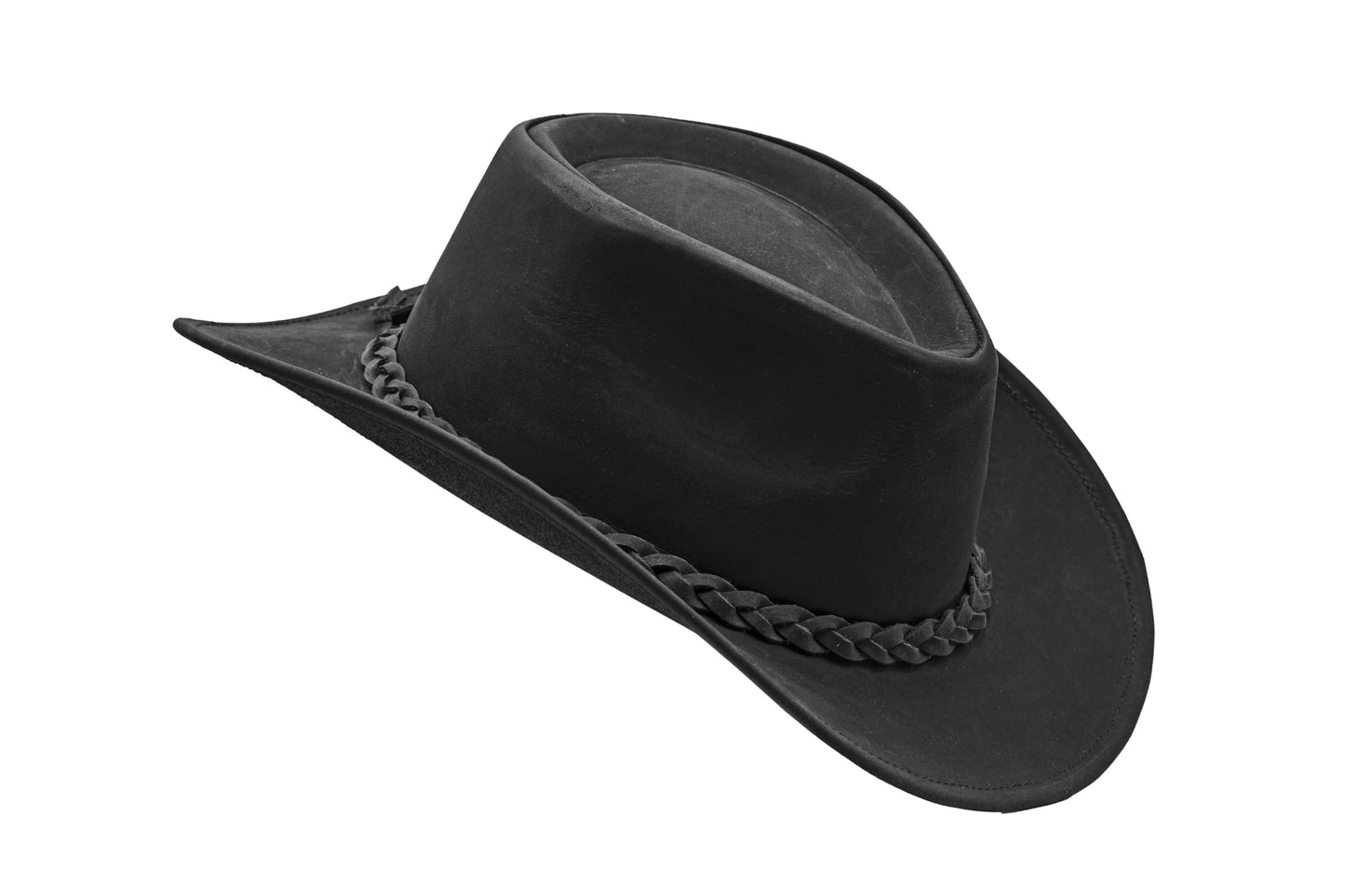 HADZAM Block Magnetic Gift Box Packed Grain Leather Cowboy hat for Men & Women Shapeable into Outback hat for Western Vintage Looks Black