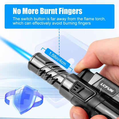 LcFun Torch Lighter 2 Pack Windproof Adjustable Single Jet Flame Butane Lighter Refillable Gas Lighter for Candle Camping Grill BBQ Fireplace (Butane Not Included)