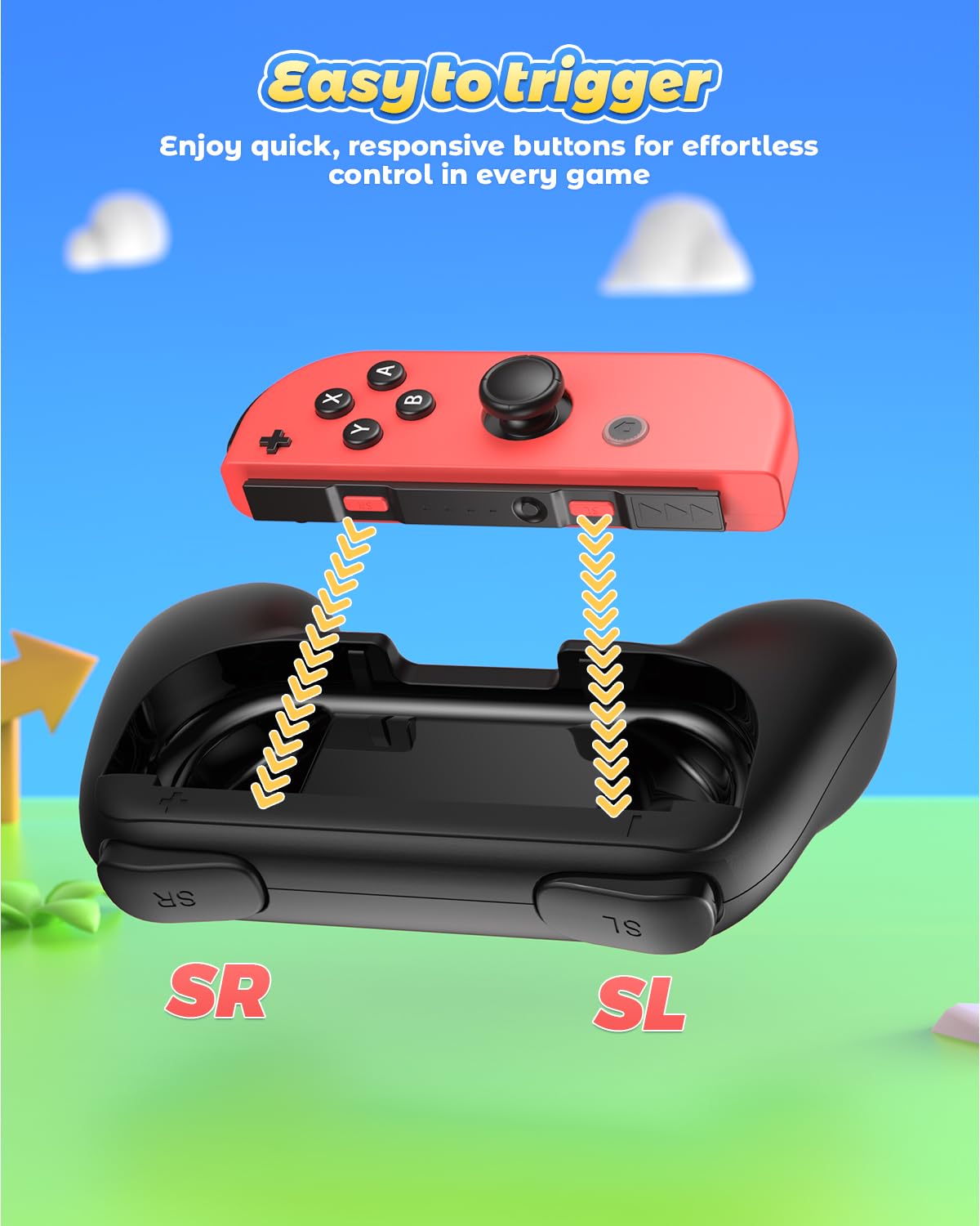 FYOUNG Hand Grips for Switch and Switch OLED Model Controllers, Grip for Switch for Joy Con - Black(2 Packs)