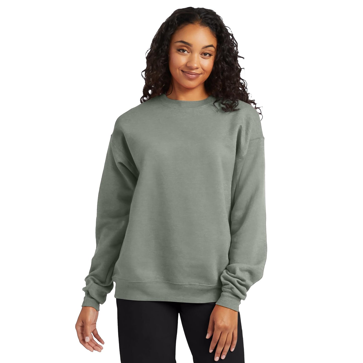 Hanes Mens Ecosmart Fleece Sweatshirt, Cotton-blend Pullover, Crewneck For Men, 1 Or 2 Pack, Stonewashed Green - 1 Pack, Large US