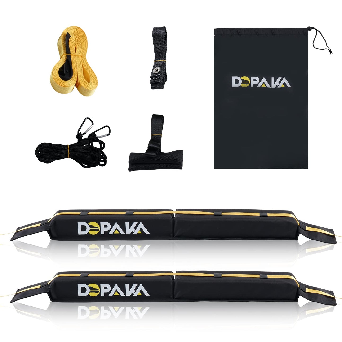 Kayak Roof Racks,Soft Roof Rack Pads,Universal Car Roof Rack for Surfboard/Ski/Kayak Paddle Board/Luggage Carrier System Include 2 Tie Down Straps,2 Tie Down Rope,2 Quick Loop Strap,and Storage Bag