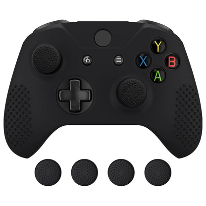 eXtremeRate PlayVital Soft Anti-Slip Silicone Controller Cover Skins Thumb Grips Caps Protective Case for Xbox One X/S Controller (Model 1708)- Black