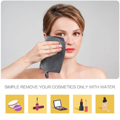 KinHwa Reusable Makeup Remover Cloths Soft Microfiber Face Cleansing Cloth Magically Remove Cosmetics Only with Water 6inch x 12inch 3 Pack Dark-Gray