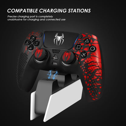 JORREP Anti-Slip PS5 Controller Skin, PS5 Controller Accessories, Non-Slip Silicone PS5 Controller Cover Case with Thumb Grip Gaps, Touch Pad Sticker and Cover Wrap Stickers