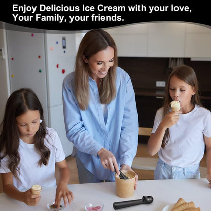 CUNSENR 7 inch Ice Cream Scoop - One-Piece Nonstick Aluminum Ice Cream Scooper - Professional Metal Ice Cream Spoon - Durable, Easy to Use & Clean - Lightweight Cookie Spoon - Scoop Ice Cream (Black)