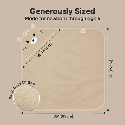 KeaBabies Hooded Baby Towel for Newborn - Viscose Derived from Bamboo Large Baby Bath Towels with Hood for Boys, Girls, Toddler, Extra Absorbent & Soft Newborn Bath Essentials (Cat)