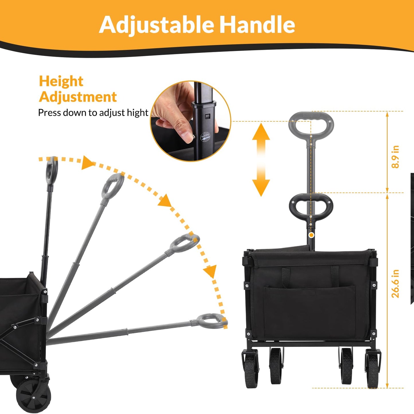 Folding Wagon Cart,Portable Heavy Duty Utility Foldable Garden Wagon Cart for Sports, Shopping, Camping and Outdoor Sport