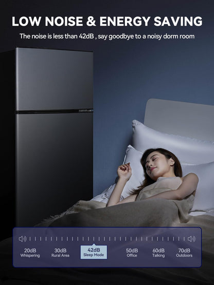 Cucina Magica 8.5 cu.ft Dual-Door Apartment Refrigerator with Freezer and Adjustable Thermostat - Slide-Out Glass Shelves for Dorms, Offices, RVs, and Homes