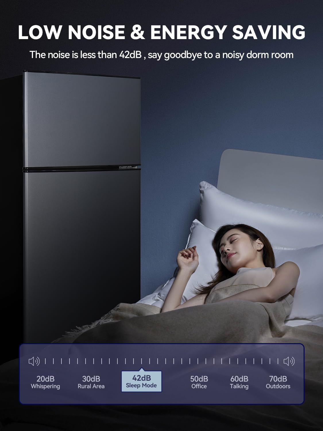 Cucina Magica 8.5 cu.ft Dual-Door Apartment Refrigerator with Freezer and Adjustable Thermostat - Slide-Out Glass Shelves for Dorms, Offices, RVs, and Homes