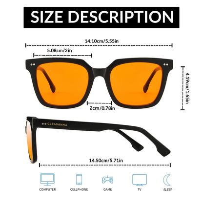 GLEASANNA 99.9% Blue Light Blocking Glasses for Men Women Computer Gaming Glasses Stop Eyestrain