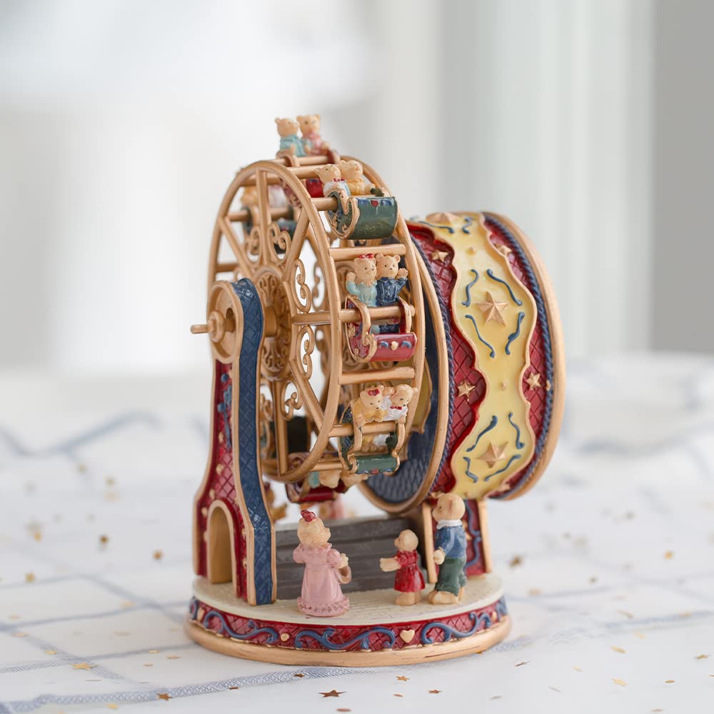 LOVE FOR YOU Gift Wrapped Music Box Bear Ferris Wheel Musical Decoration for Girls and Kids Sister Son Daughter Mom Granddaughter Grandma Niece Women Christmas Birthday Presents Gifts