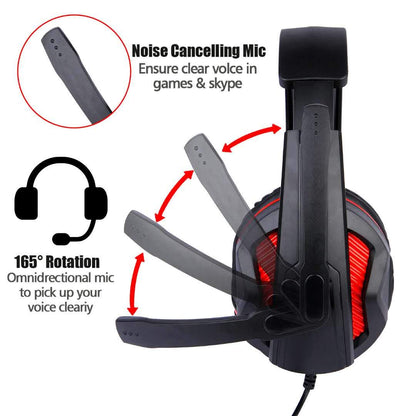 FNSHIP 3.5mm Port Wired Gaming Headset, Stereo Bass Noise Isolation Headphone with Mic Volume Control for PS4 New Xbox One PSP PC Laptop Tablet Cellphones (Black)