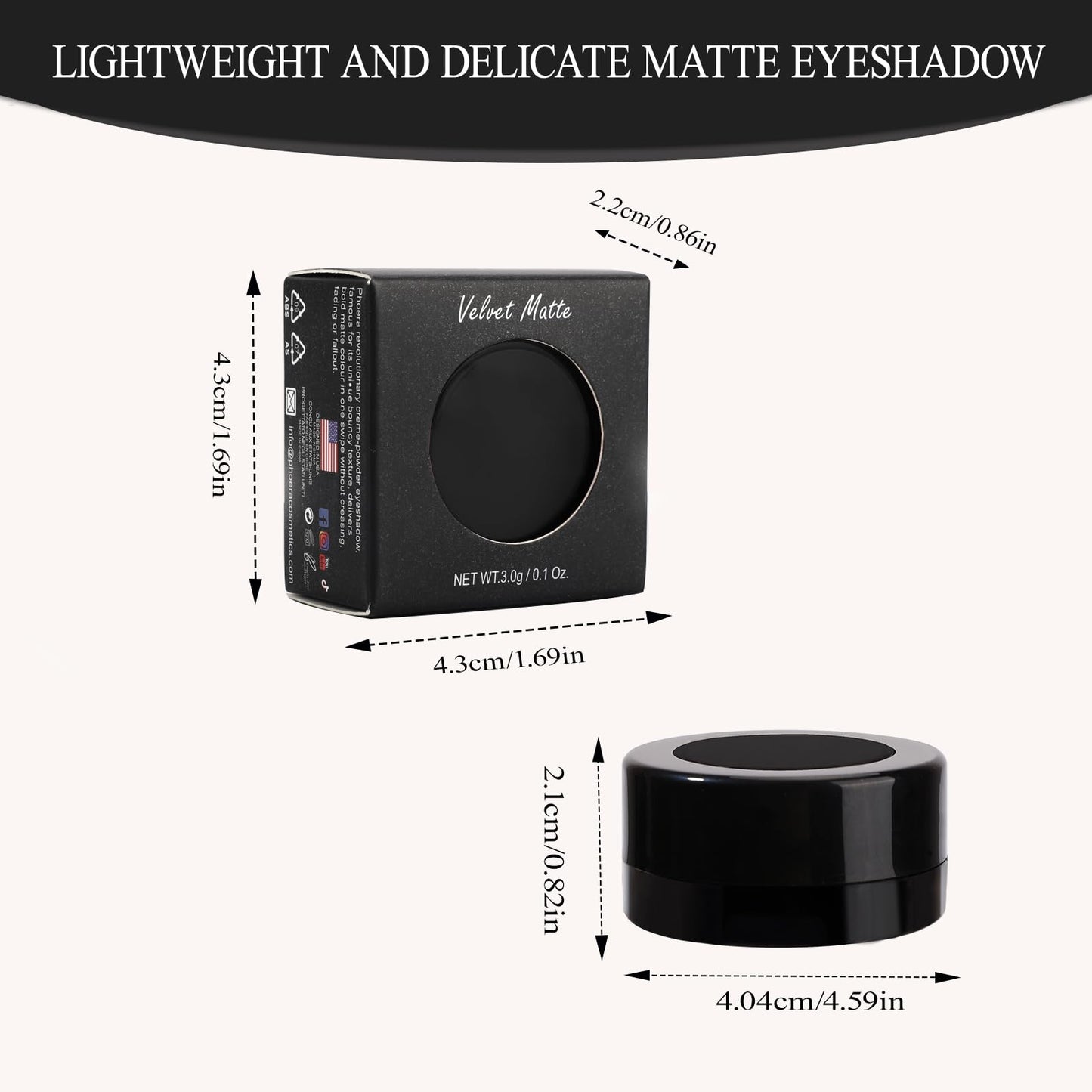 FIVEFULU Single Black Eyeshadow, Pressed Powder Matte Eye-Shadow Palette Make-up, Blendable Long Lasting High Pigment Black Eye Makeup Halloween Paint & Face Body Paint