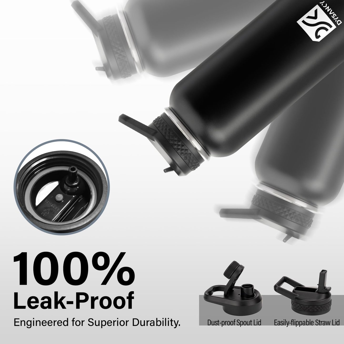 DYSANKY 32 oz Insulated Water Bottle | Thickened Stainless Steel Vacuum Metal | Portable Sports Water Jug for Gym and Hiking with Straw, Carrier Bag, Handle Strap | BPA-Free 32 oz, Black