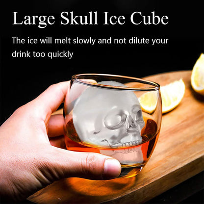 Large Skull Ice Cube Mold Silicone Ice Cube Tray with Transparent lid, A Set of 6 Flexible Silicone Ice Maker, Ice Trays for Freezer for Whiskey, Cocktails, Champagne and Drinks