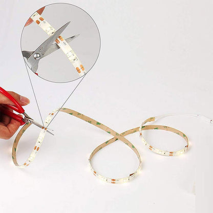 FOLGEMIR 1 m LED Strip with Motion Sensor, Battery Operated Night Light with PIR Sensor, Waterproof Cabinet Lighting, Self-Adhesive Fairy Lights (3000 K Warm White, 1 m)