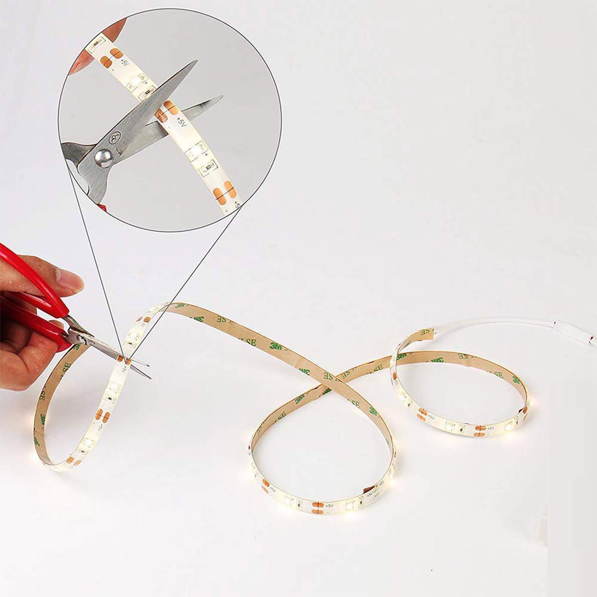 FOLGEMIR 1 m LED Strip with Motion Sensor, Battery Operated Night Light with PIR Sensor, Waterproof Cabinet Lighting, Self-Adhesive Fairy Lights (3000 K Warm White, 1 m)