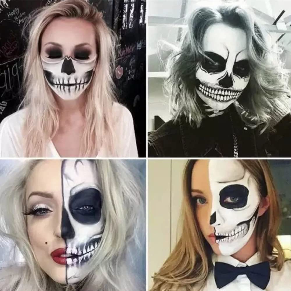 Go Ho Clown White Black Face Body Paint,6 Colors Wheel for Special Effects Zombie Makeup Kit,Halloween Professional Makeup Palettes with Sponge,Non Toxic