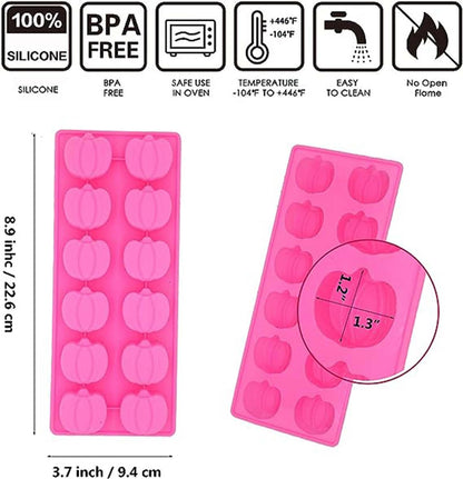 Dioycli Pumpkin Silicone Mold 3 PCS Fall Chocolate Molds 12 Cavity Nonstick 3D Halloween Silicone Molds for Baking Chocolate Candy Cake and Cookies