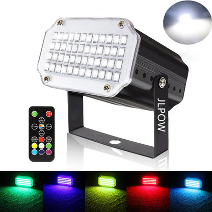 Halloween Strobe Light with Remote, JLPOW Sound Activated Mini Strobe Lights Super Bright 48 RGB LED, Remote Control Flash Stage Lighting, Best for DJ Party Show Club Disco Halloween